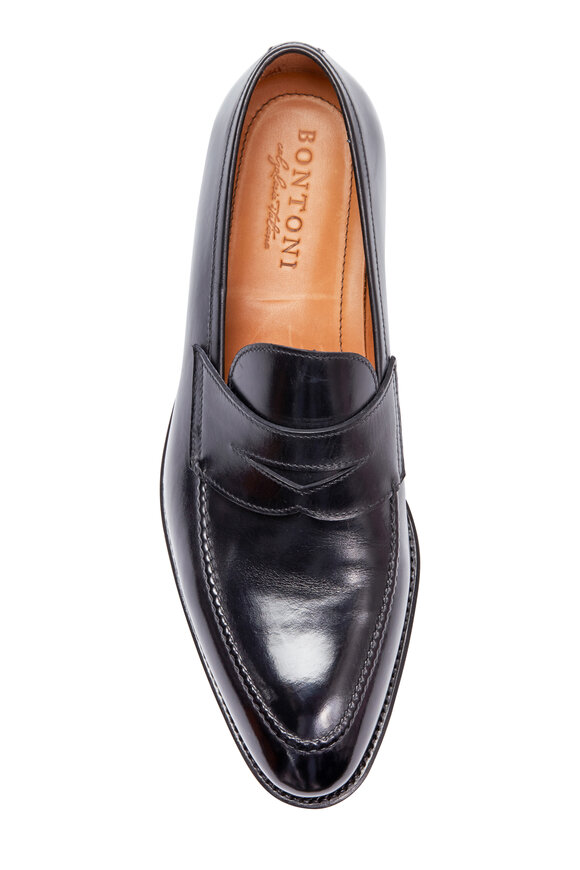 Bontoni - Principe Black Leather Penny Loafer