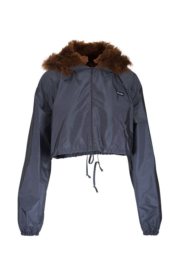 Miu Miu Hematite Technical Fabric Cropped Jacket - view 1