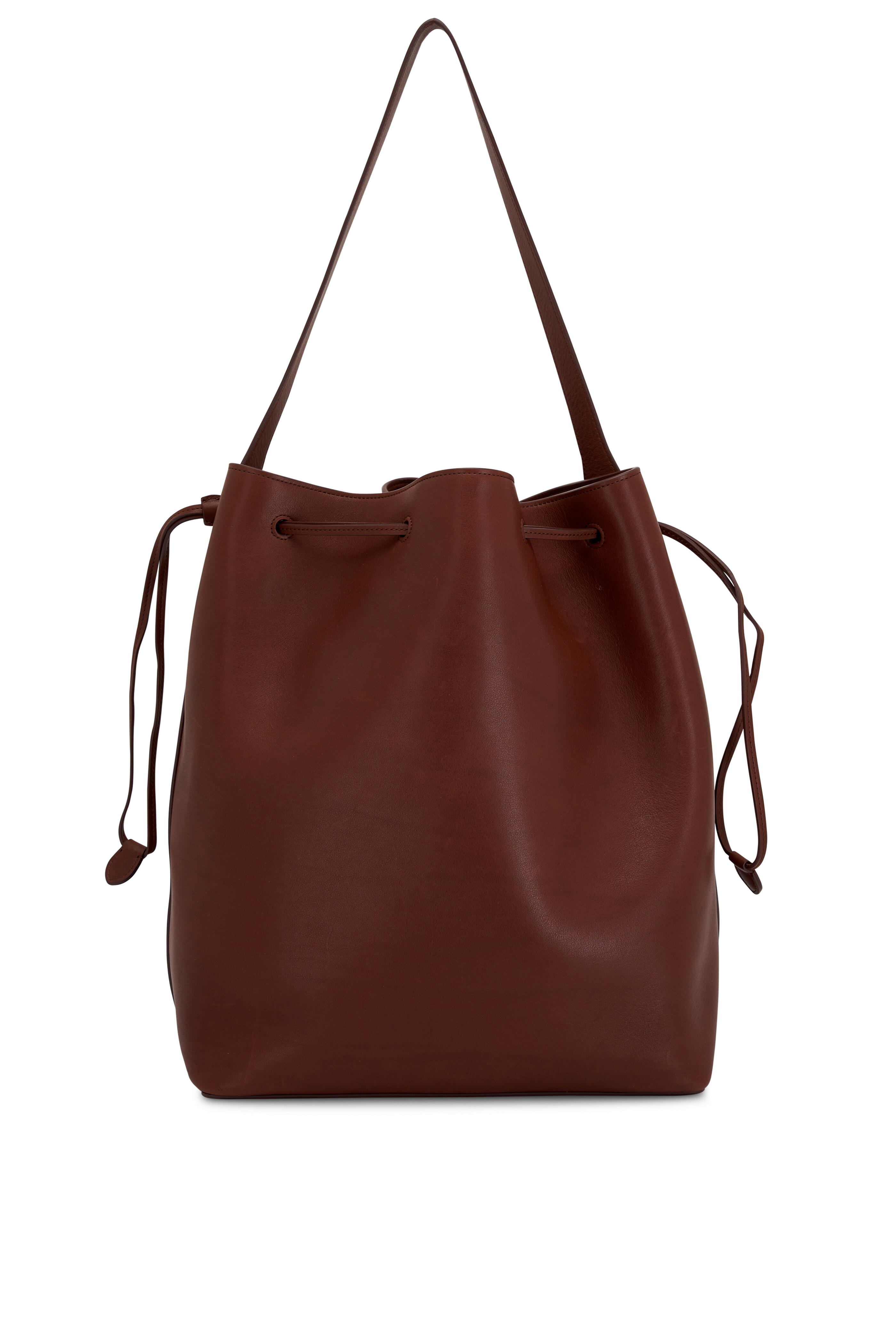 The Row - Belvedere Coffee Leather Drawstring Tote