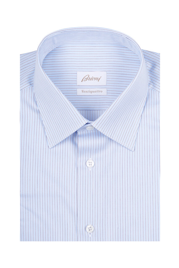 Brioni - Blue Striped VQ Exclusive Dress Shirt