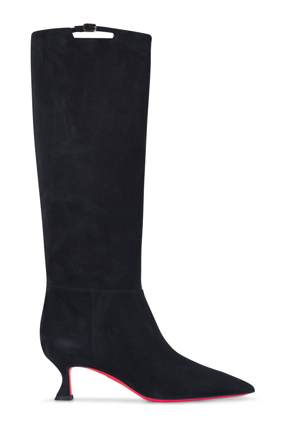 Santoni Sabine Black Suede Tall Boot, 55mm - view 3