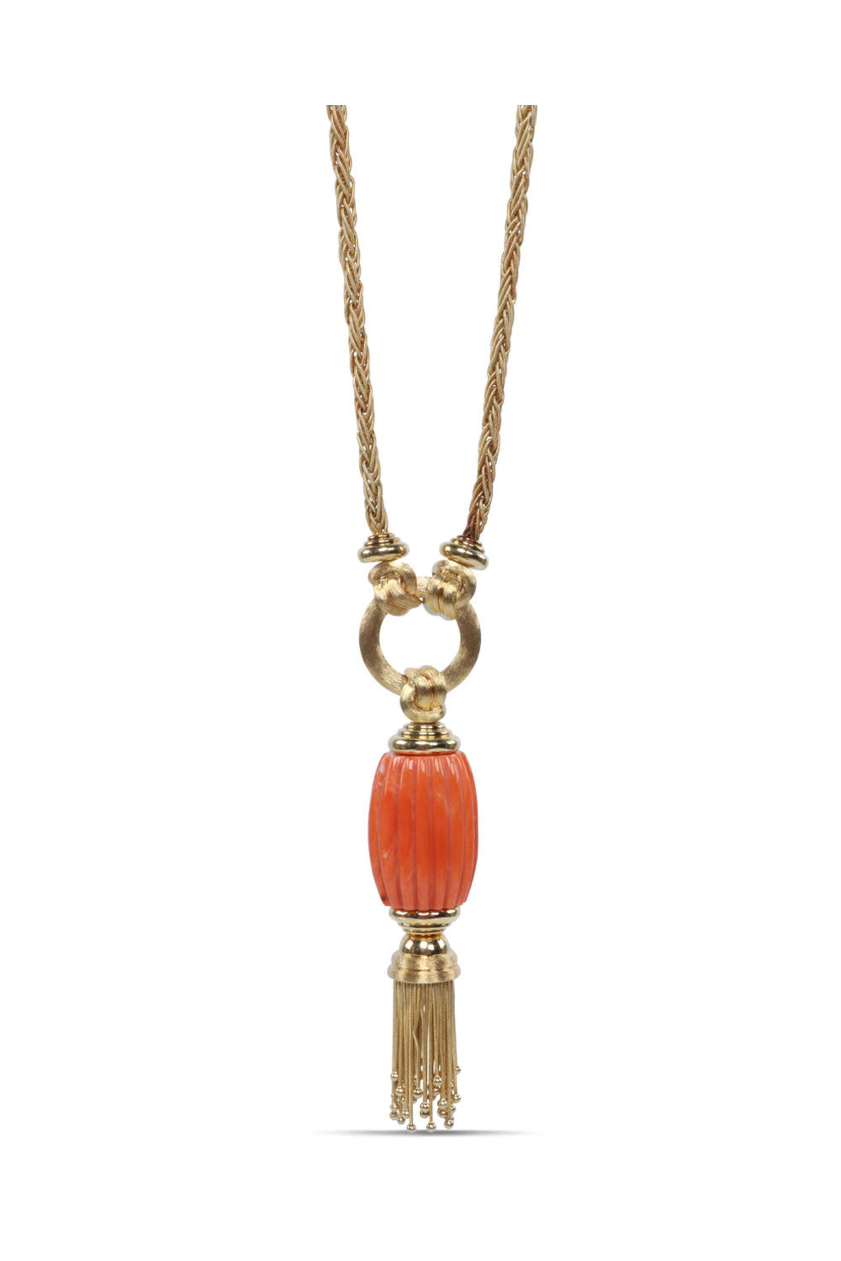 John T. Haynes - Coral Tassel Necklace