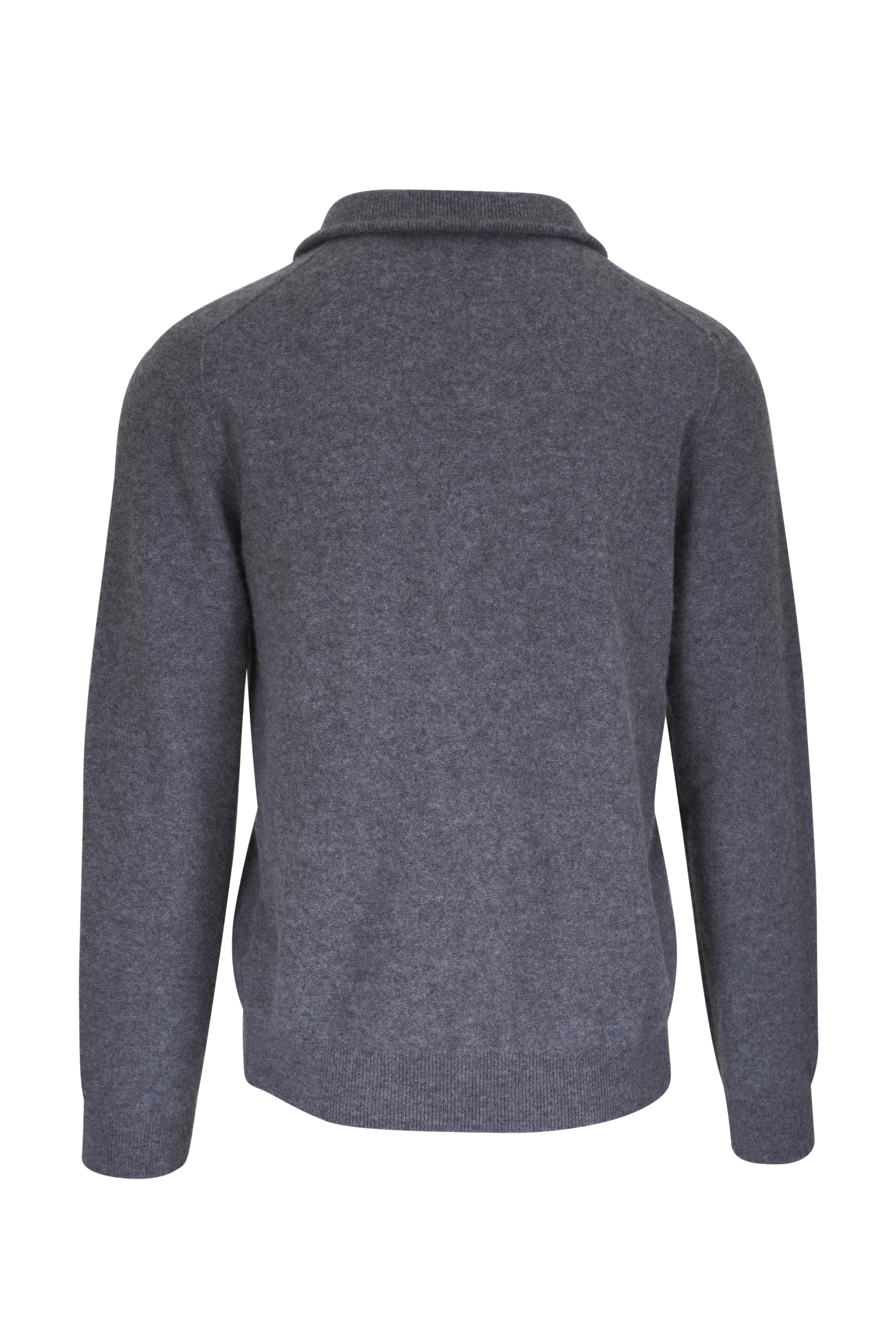 Vince - Medium Heather Gray Cashmere Quarter-Zip Sweater