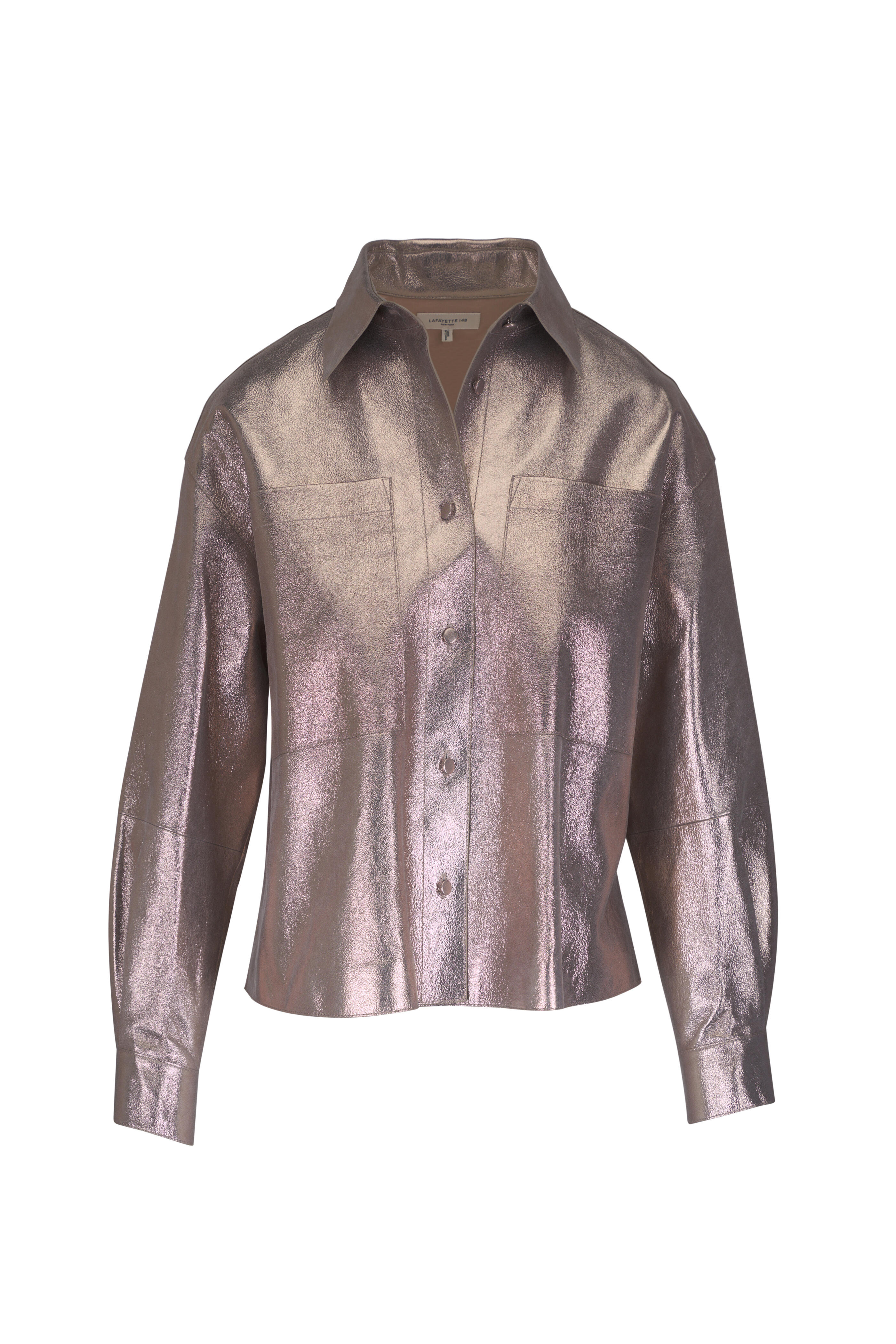 Lafayette 148 New York - Metallic Stardust Suede Oversized Boyfriend Shirt