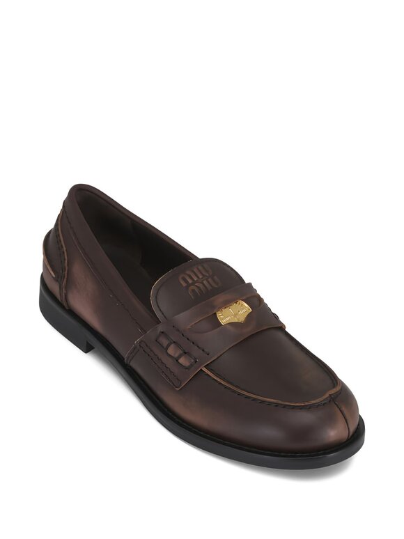 Miu Miu Black Brushed Leather Penny Loafer - view 7