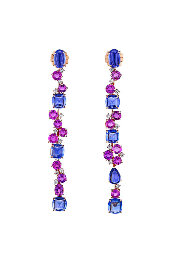 Alexander Laut 18k Yellow Gold Diamond & Sapphire Drop Earrings