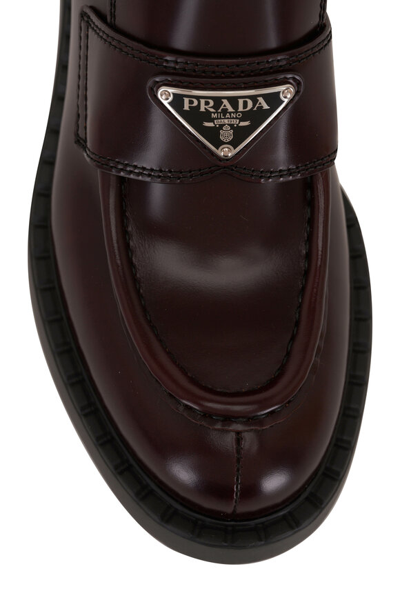 Prada - Cordovan Burgundy Brushed Leather Loafer, 50mm