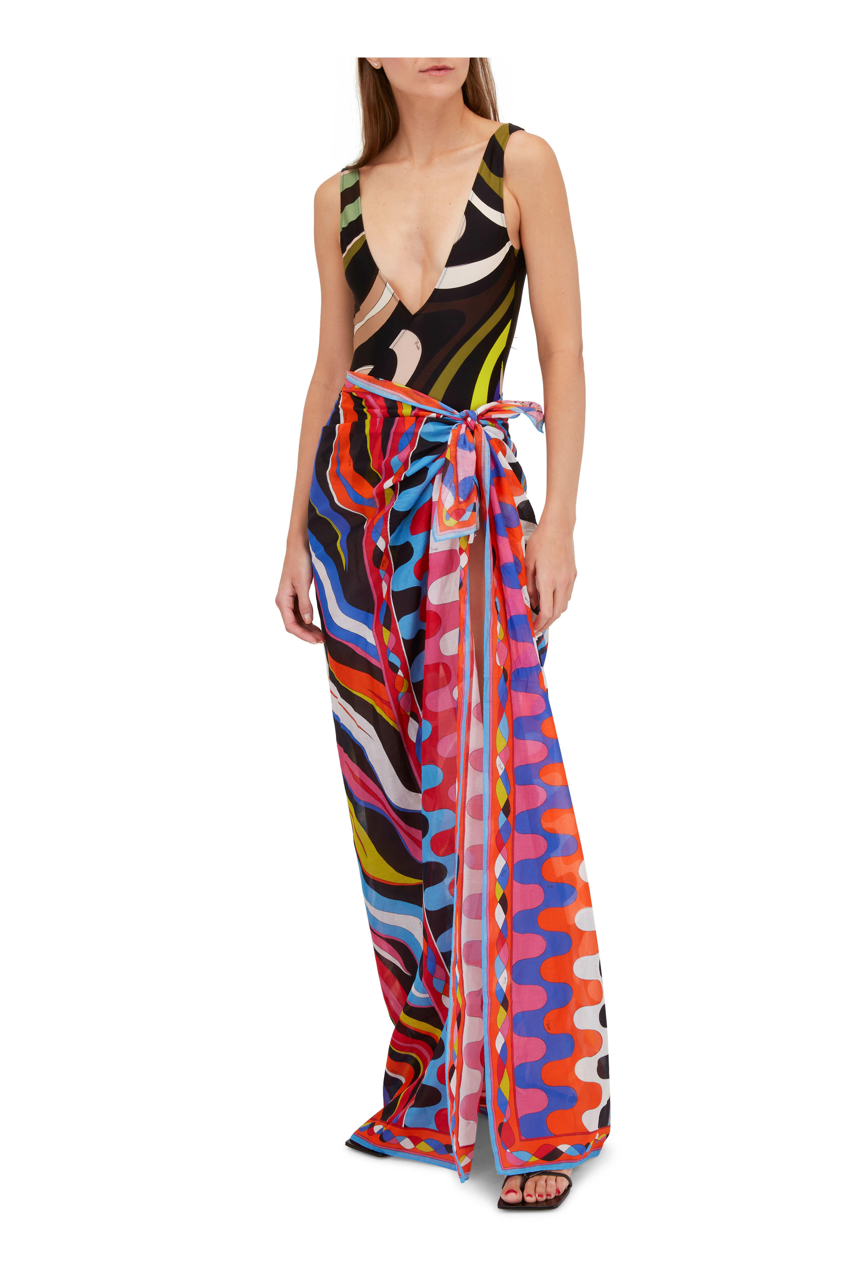 Pucci - Marmo And Fiamme Print One-Piece Swimsuit