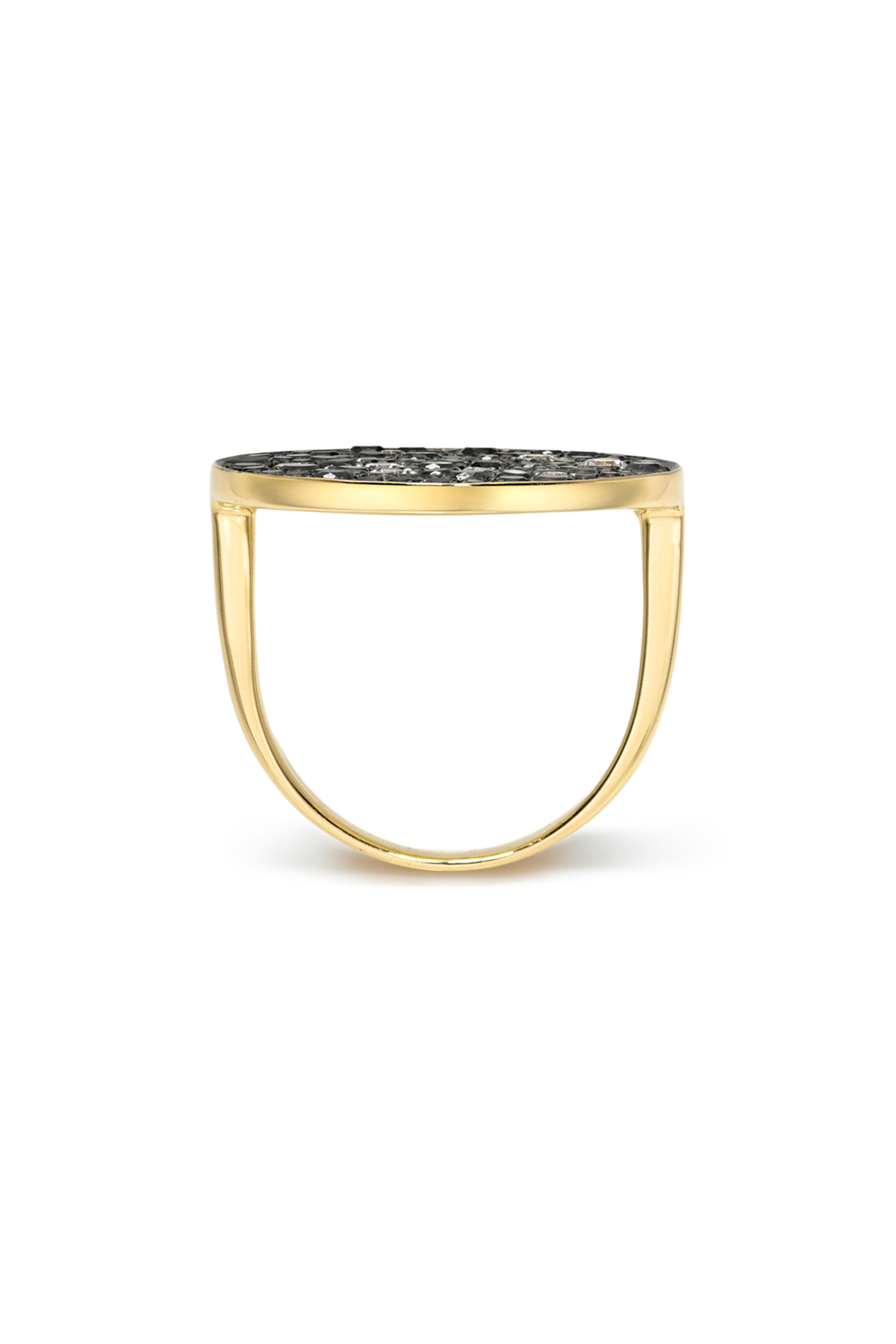 Dru - 14k Yellow Gold Black Diamond Galaxy Ring