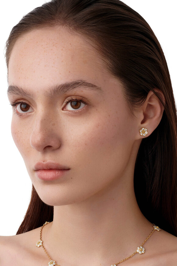 Temple St. Clair 18k Gold Diamond Fiori Post Earrings - view 2