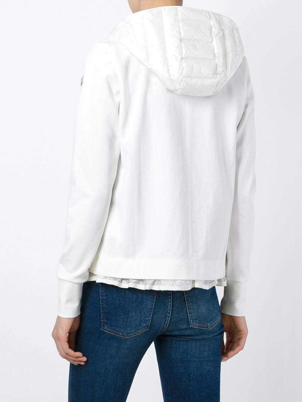 Moncler - Maglia White Flutter Hem Mixed Media Jacket