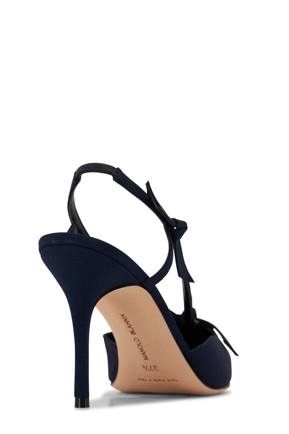 Manolo Blahnik - Corintia Navy Bow Slingback, 90mm