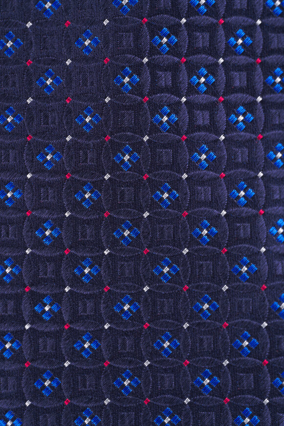 Eton Navy Blue Floral Medallion Woven Silk Necktie - view 2