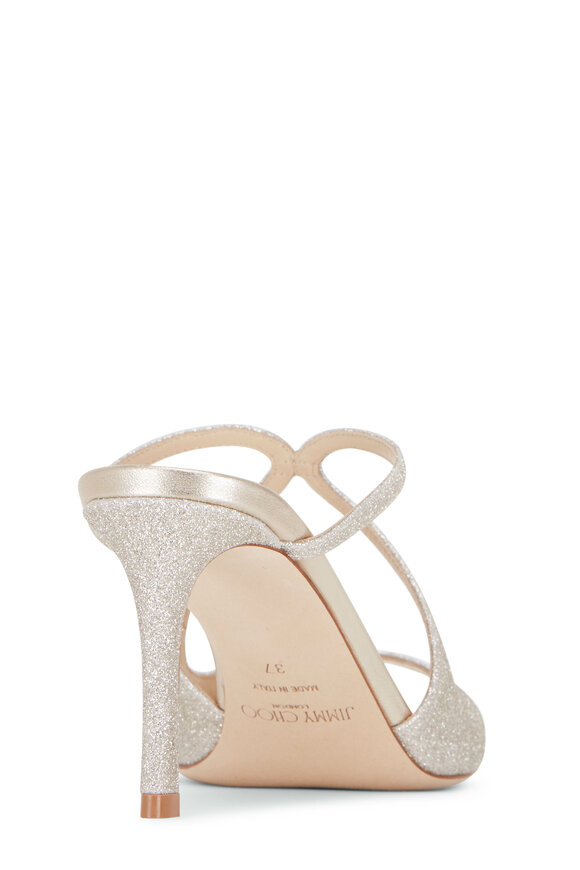 Jimmy Choo - Anise Platinum Dusty Glitter Mule, 75mm