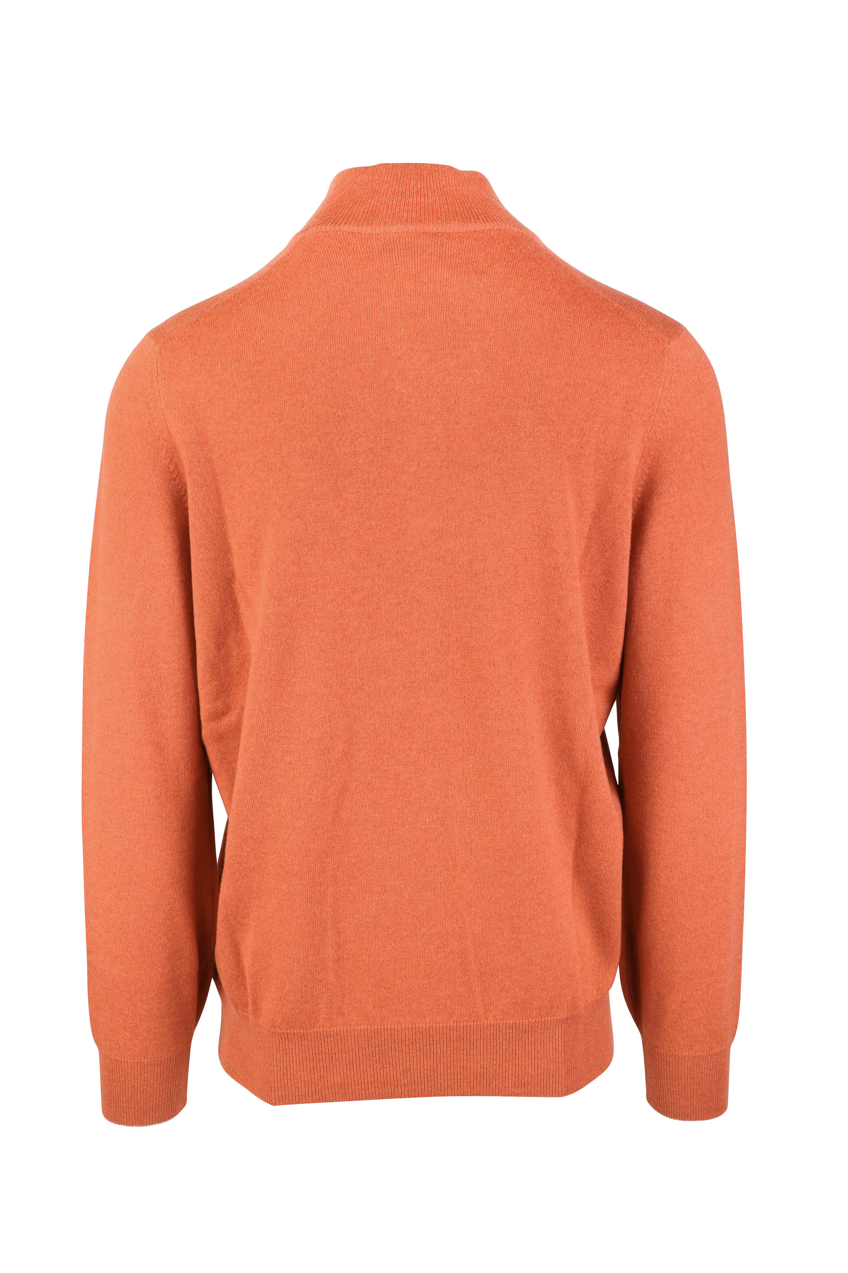 Brunello Cucinelli - Orange Cashmere Quarter-Zip Pullover