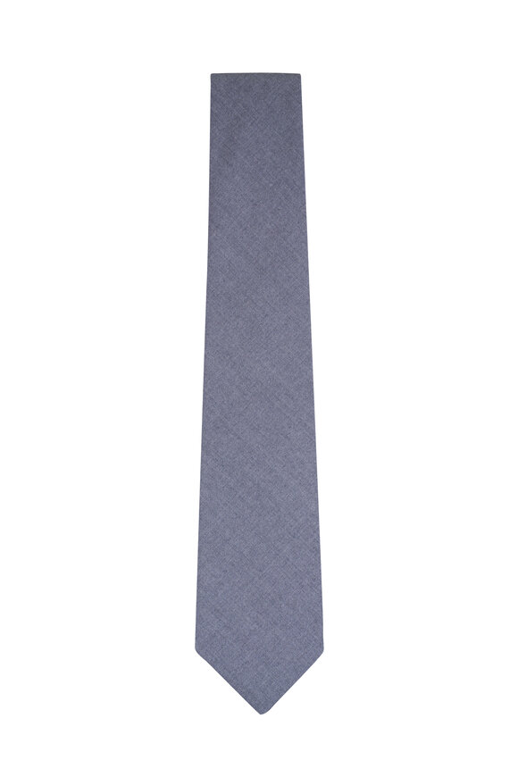 Kiton Light Gray Solid Wool Necktie