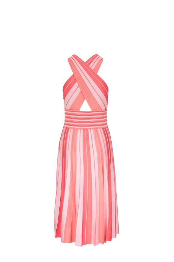 Carolina Herrera - Geranium Multi Halter Neck Pleated Dress