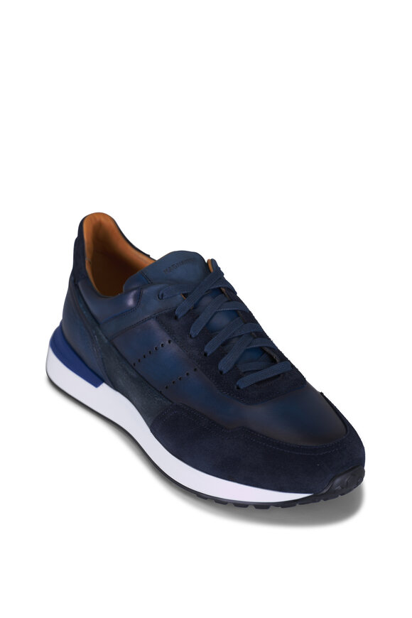 Magnanni Bravo Navy Leather & Suede Low Top Sneaker