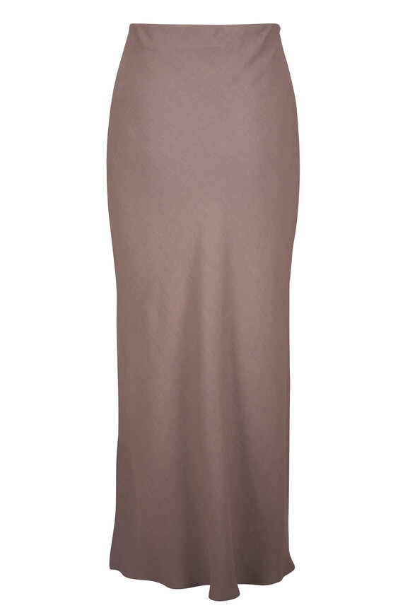 Brunello Cucinelli Fluid Cocoa Twill Bias-Cut Skirt - view 2