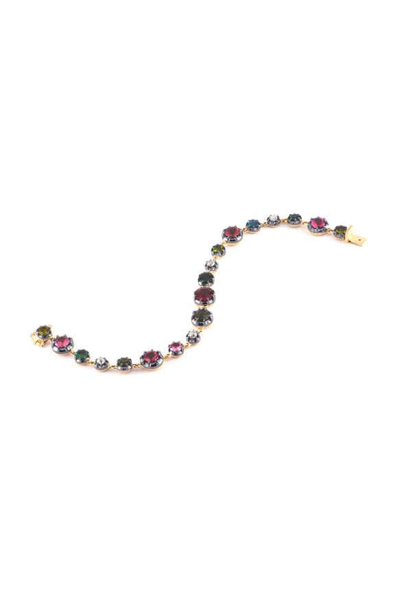 Sylva & Cie Multicolor Tourmaline & Euro Cut Diamond Bracelet