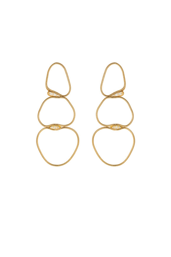 Fernando Jorge - 18K Yellow Gold Medium Fluid Diamond Earrings