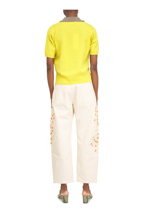 Marni Citron Cashmere Short Sleeve Polo Sweater - view 4