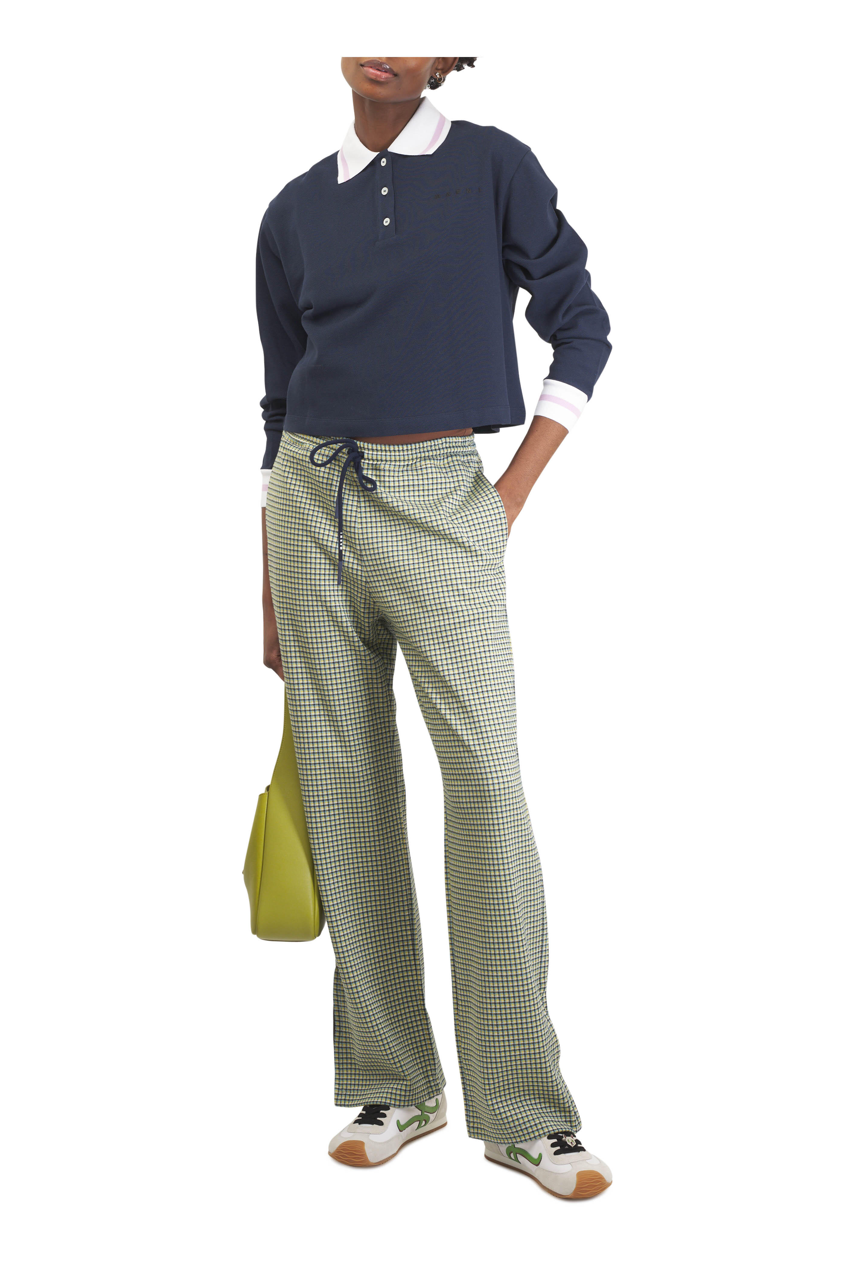 Marni - Blue Knit Polo Cropped T-Shirt