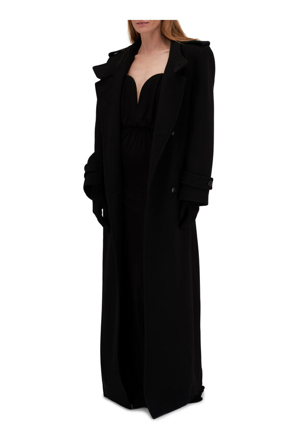 Saint Laurent - Black Wool Floor-Length Coat 