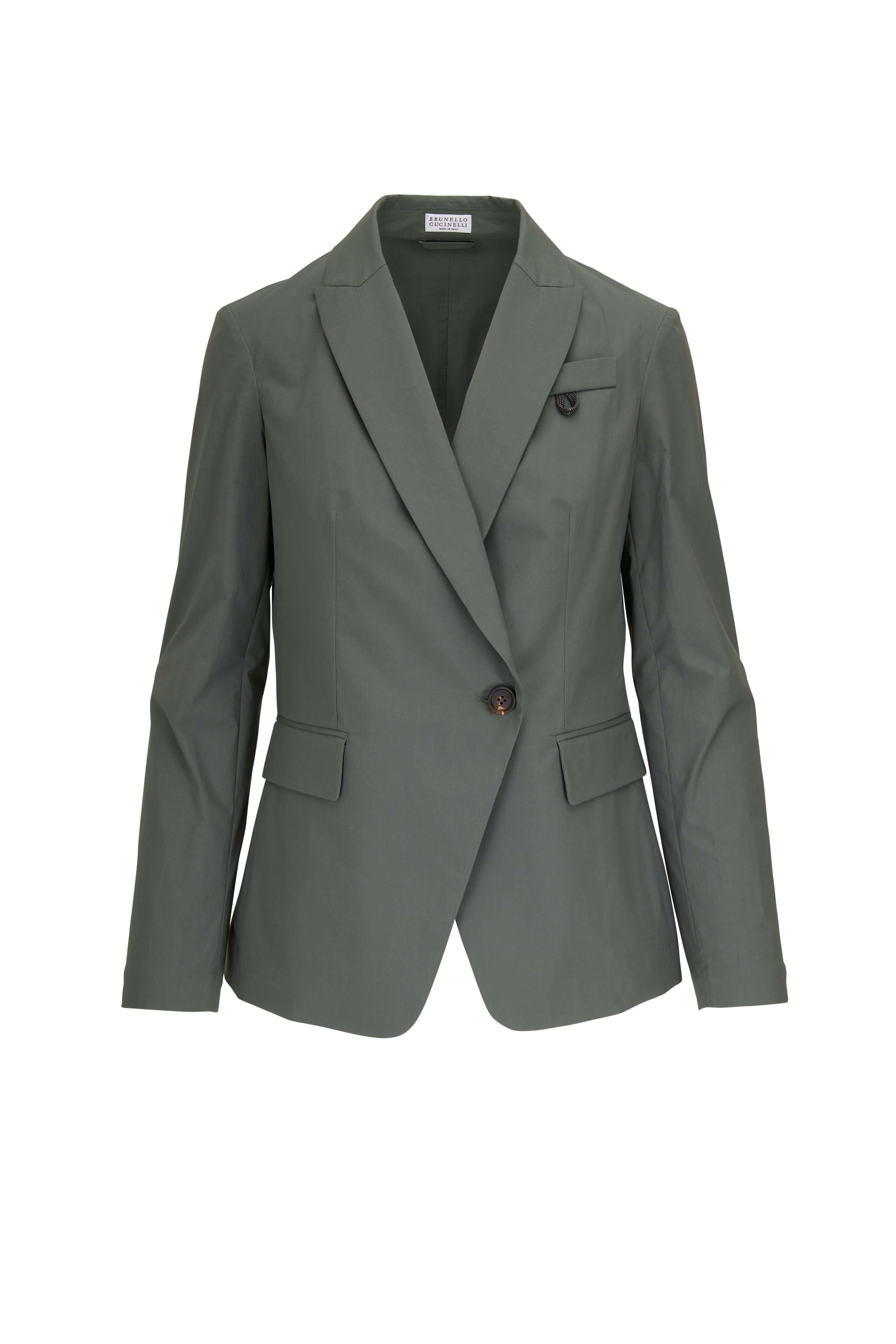 Brunello Cucinelli - Forest Green Poplin Double-Breasted Jacket
