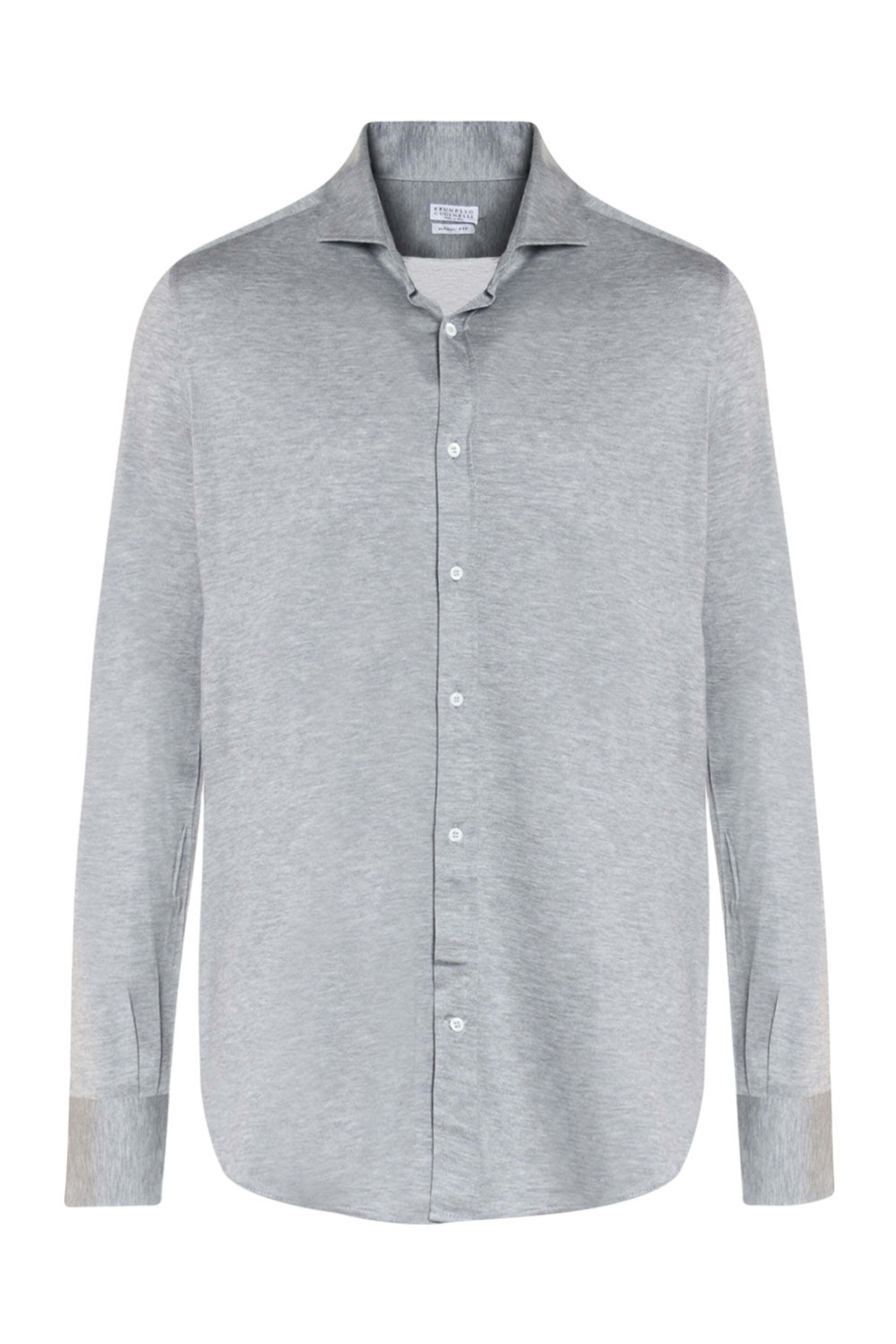 Brunello Cucinelli - Mid Grey Silk Blend Jersey Sportshirt