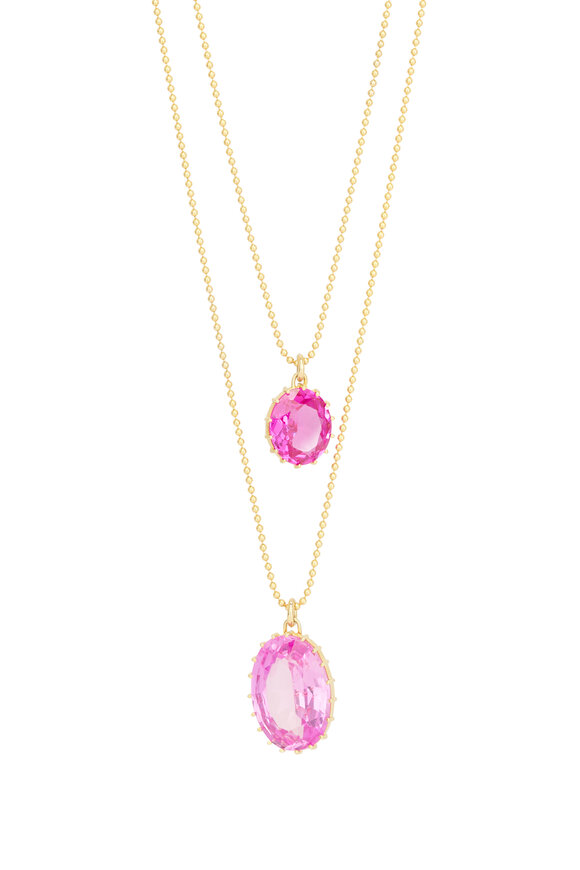 Renee Lewis 18k Yellow Gold Synthetic Pink Sapphire Necklace - view 2