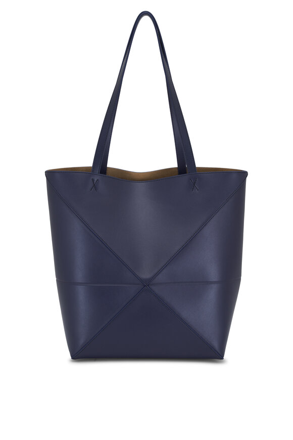 Loewe - Medium Puzzle Fold Abyss Blue Leather Tote