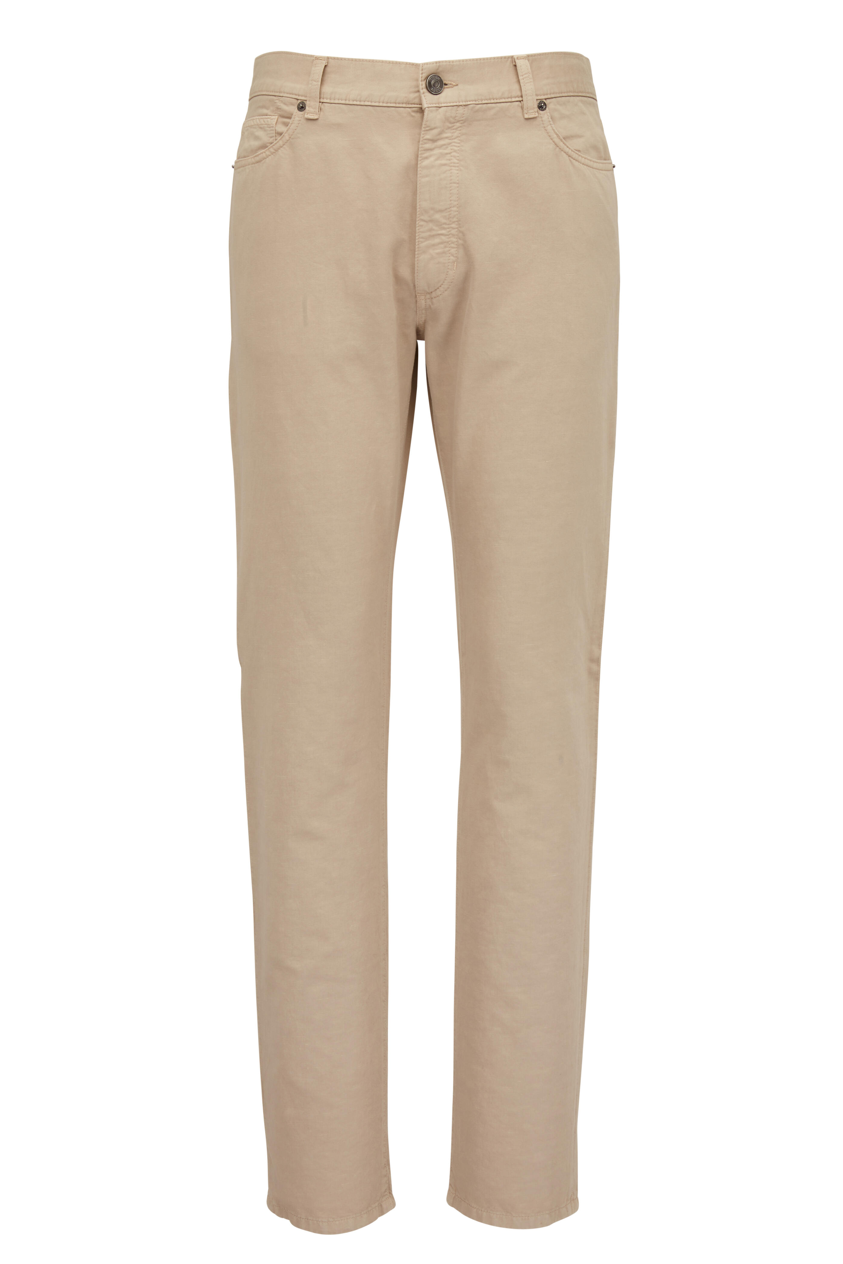 Zegna - Light Beige Cotton Linen City Five Pocket Jean