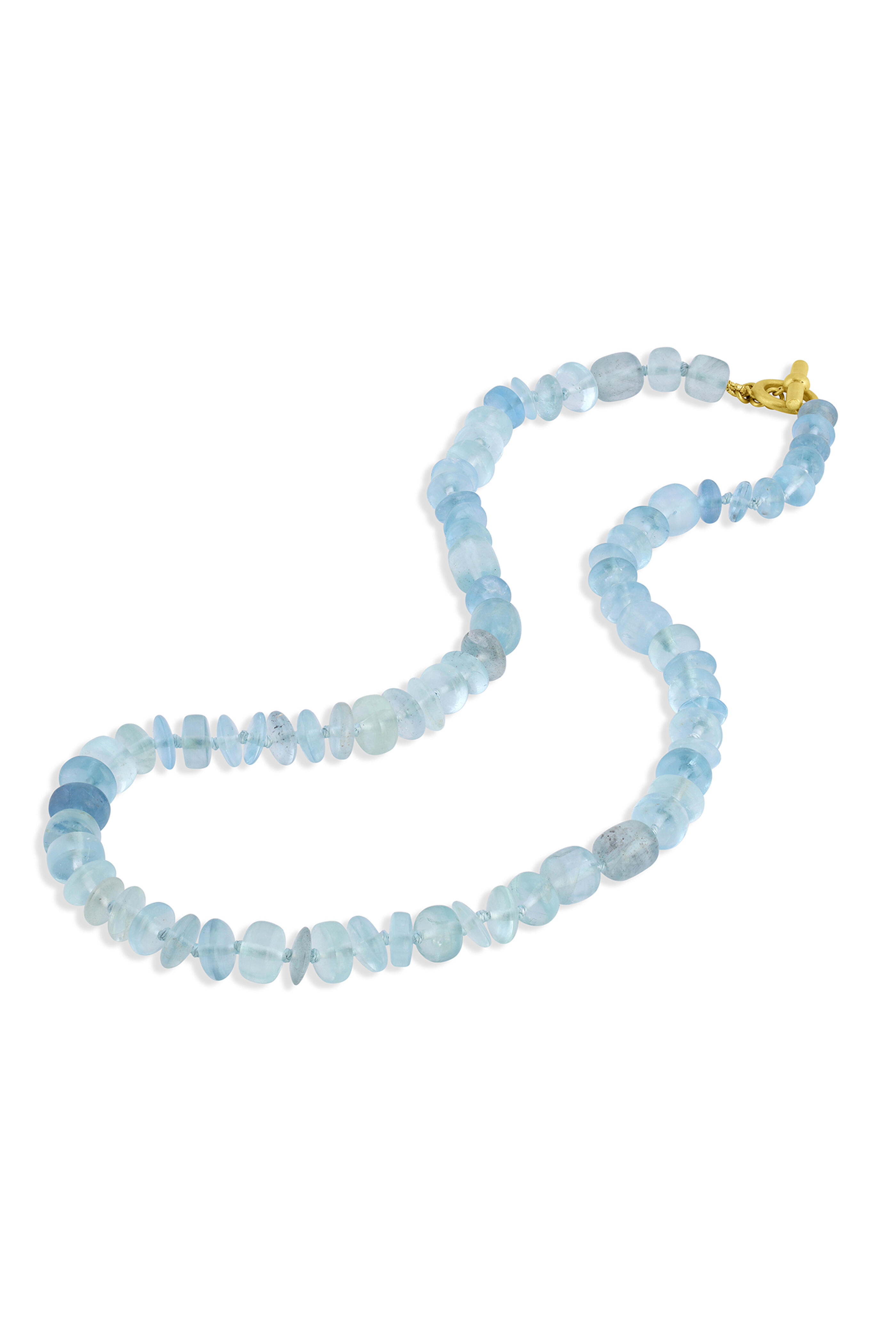 Leigh Maxwell - 18k Yellow Gold Aquamarine Beaded Toggle Necklace - view 2