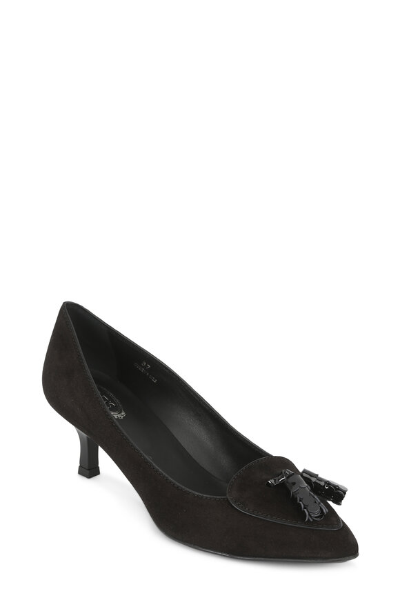 Tod's - Black Suede Tassel Pump, 50mm