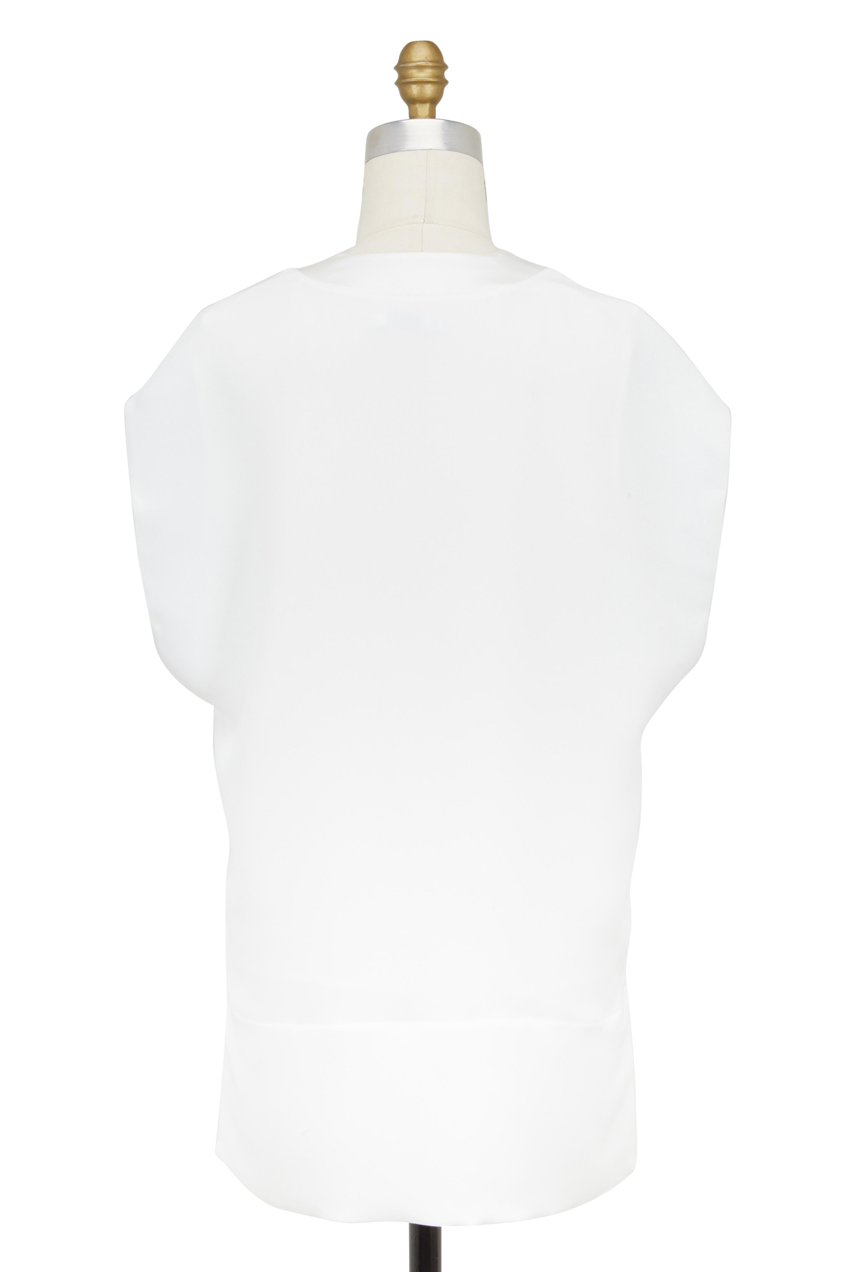 Vince - White Crepe & Silk Trim Top