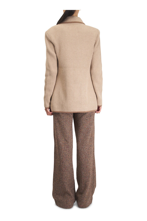 L'Agence Livvy Brown Herringbone Straight Leg Pant - view 4