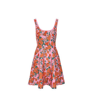 open lace back dress H&M Red/Orange/Purple Floral Button Down Smocked Cuff Short Sleeve Dress-  Size XL