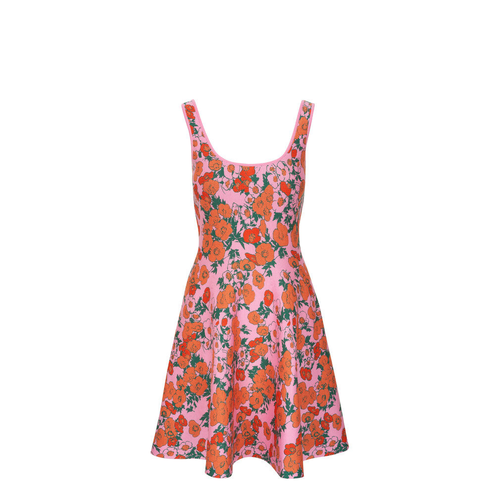 Carolina Herrera - Floral Jacquard Scoop Neck Midi Dress