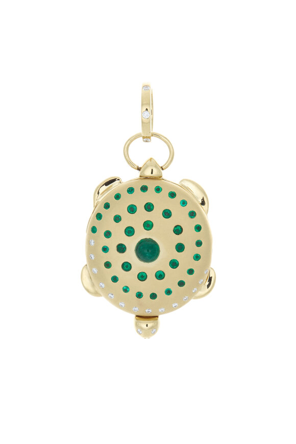 Temple St. Clair - 18K Yellow Gold Emerald Spiral Turtle Locket