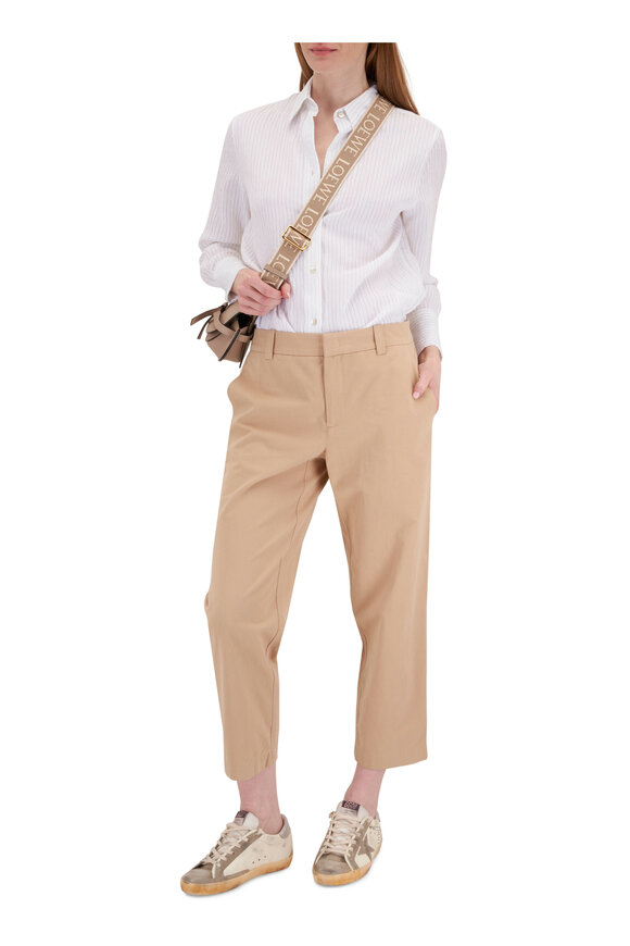 Vince - Pale Wheat Washed Cotton Crop Pant