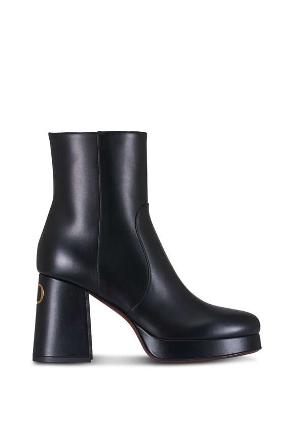 Valentino Garavani Fawcette Black Platform Ankle Leather Boot, 90mm - view 3