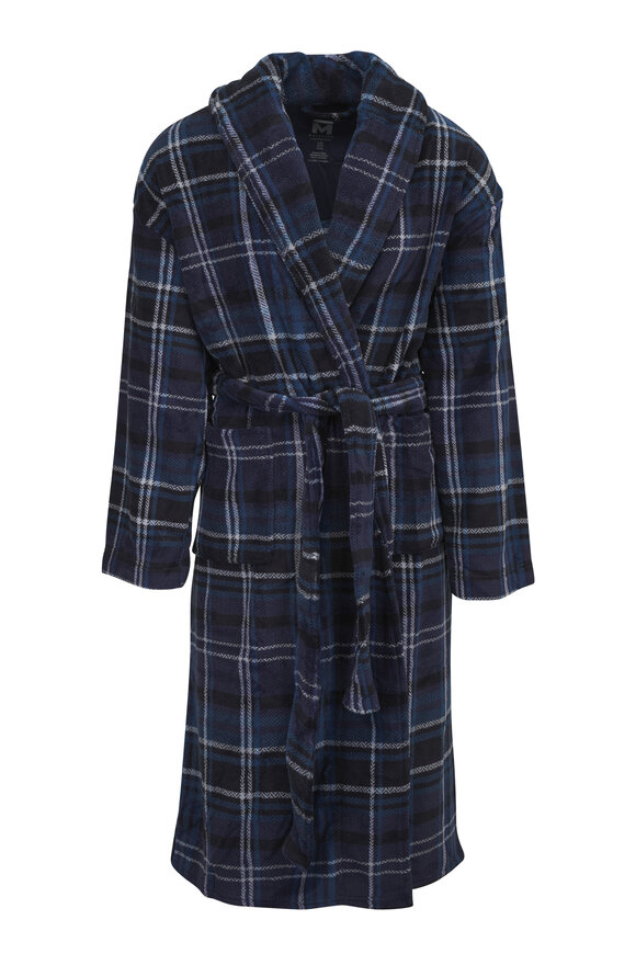 Majestic Blue Plaid Fleece Robe