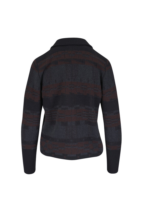 Akris Charcoal & Gray Pique Cashmere Zip Up Sweater - view 3