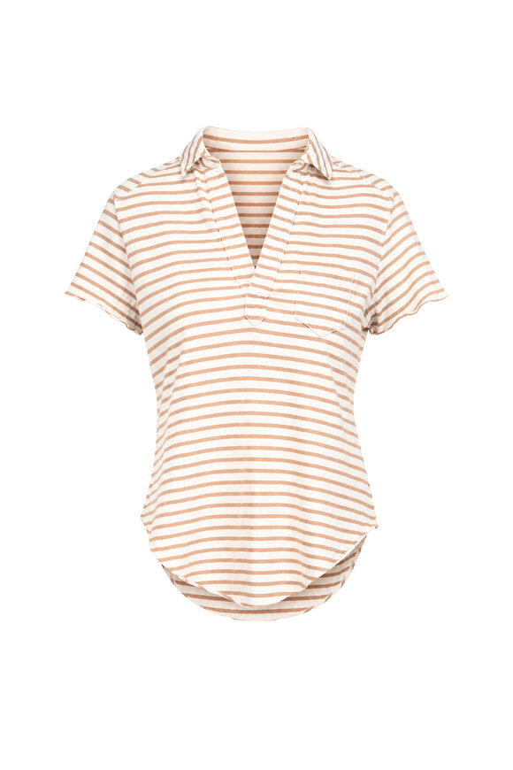Frank & Eileen Charlotte Beige & Tan Stripe Perfect Polo - view 1