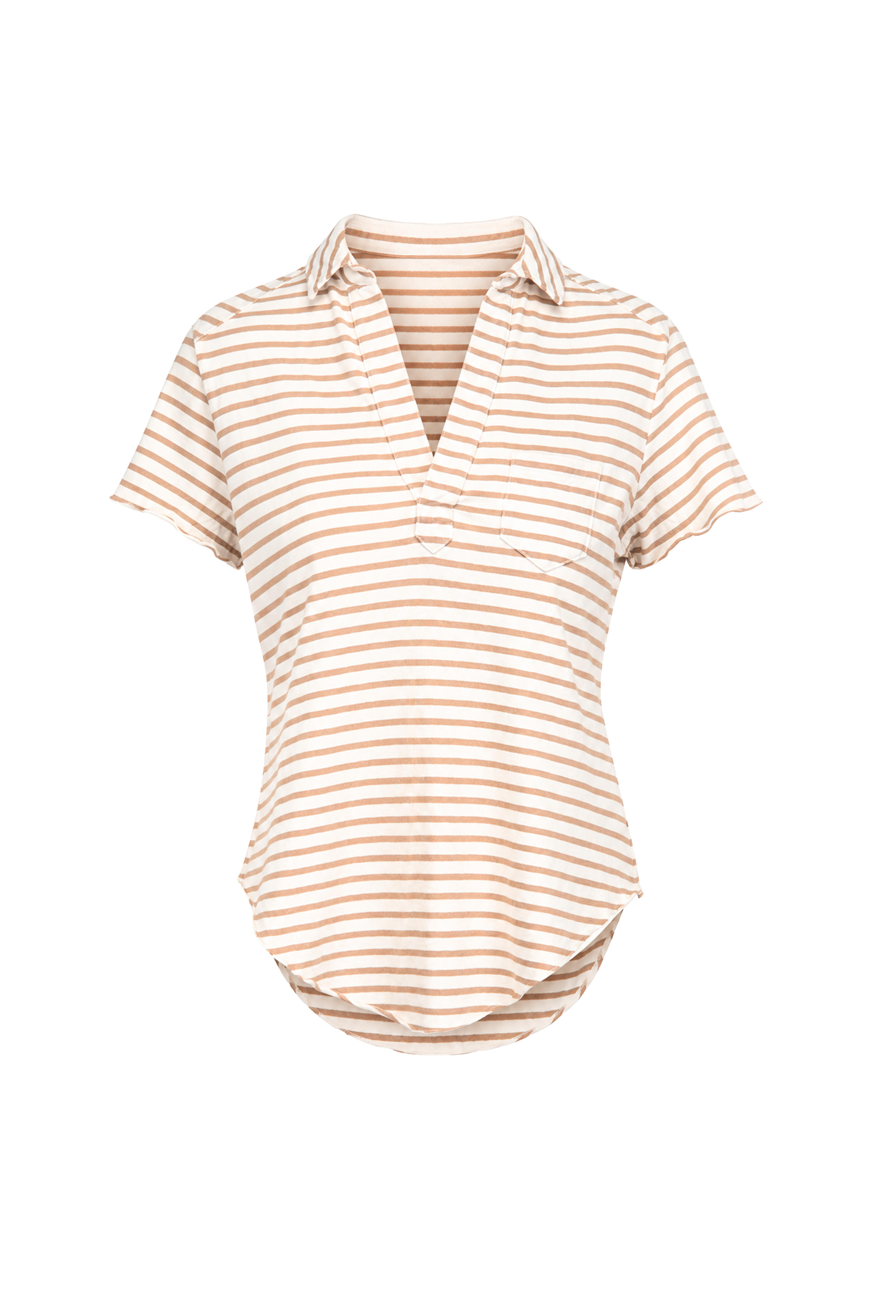 Frank & Eileen - Charlotte Beige & Tan Stripe Perfect Polo - view 1