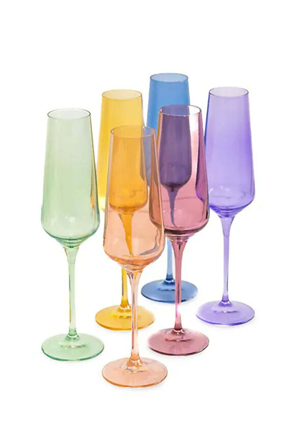 Estelle Colored Glass Colored Champagne Flute Mixed Set