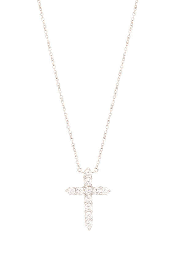 Kwiat Platinum Diamond Cross Pendant Necklace - view 2