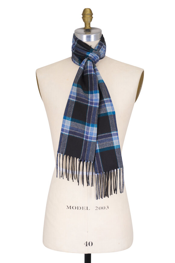 Fratelli Piacenza Gulliver Navy & Gray Plaid Scarf