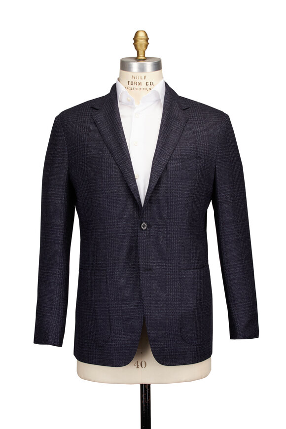 Sartorio Navy & Gray Plaid Wool Sportcoat - view 2